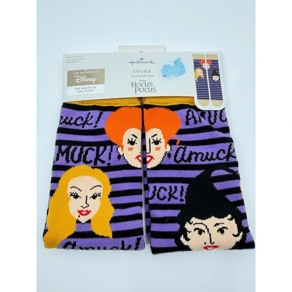Disney Hocus Pocus Socks Womens Purple Sanderson Sisters Amuck Halloween